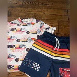 Disney Lightening McQueen Cars Boys Swim Set Size 4T